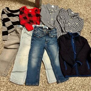 2T Old Navy Red and Baby Gap Bundle jeans and shirts